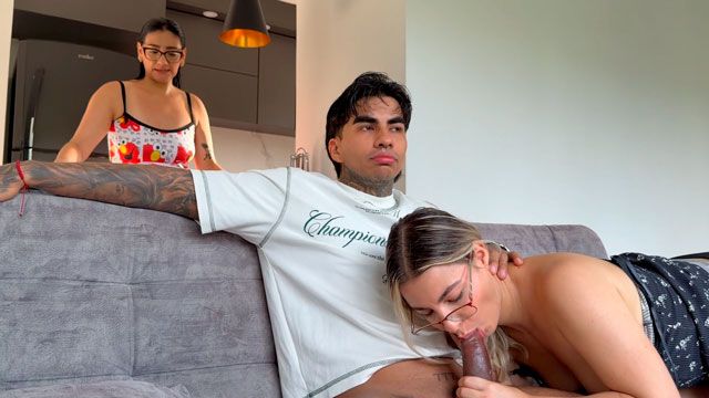 MILF Unaware as Her Stepdaughter Beds Her Boyfriend When She's Not Looking